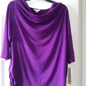 Purple and Silver Cowl Neck Blouse